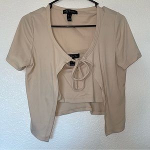 PRETTY TINY TOPS 2 Piece Beige Crop Top & Cover Up